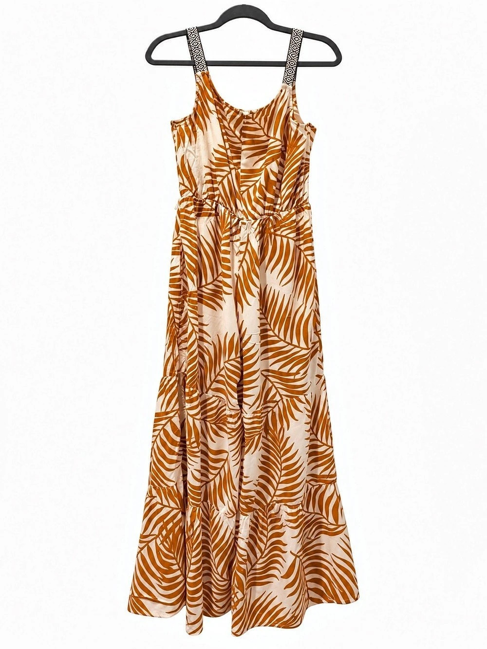 Ivy Street Tropical Leaf Print Wide-Leg Jumpsuit, Size M